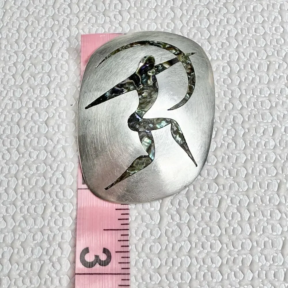 Vintage Brooch Sterling Silver Abalone Sagittarius Archer 13g Mexico